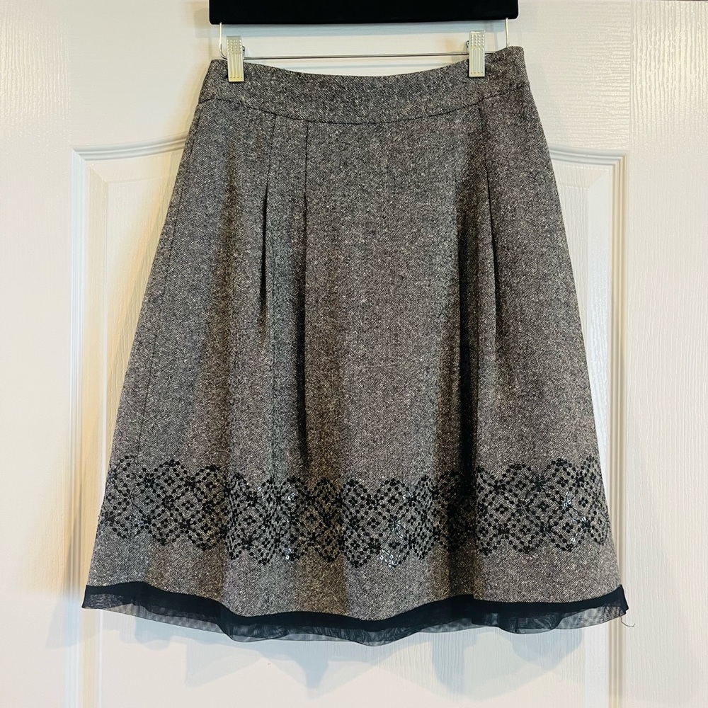 Loft Women’s Gray Wool Midi Skirt, Size 4